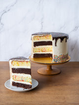 White Chocolate Fudgefetti Cake