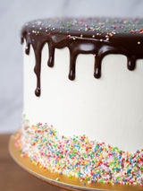 White Chocolate Fudgefetti Cake